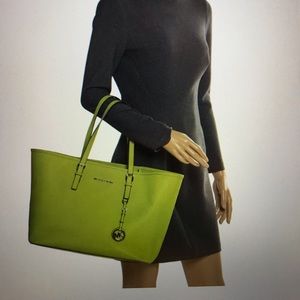 Michael Kors Neon Green Saffiano Leather Jet Set